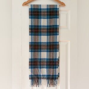 Lochmere Cashmere Plaid Blue‎ and Brown Men's Scarf EUC